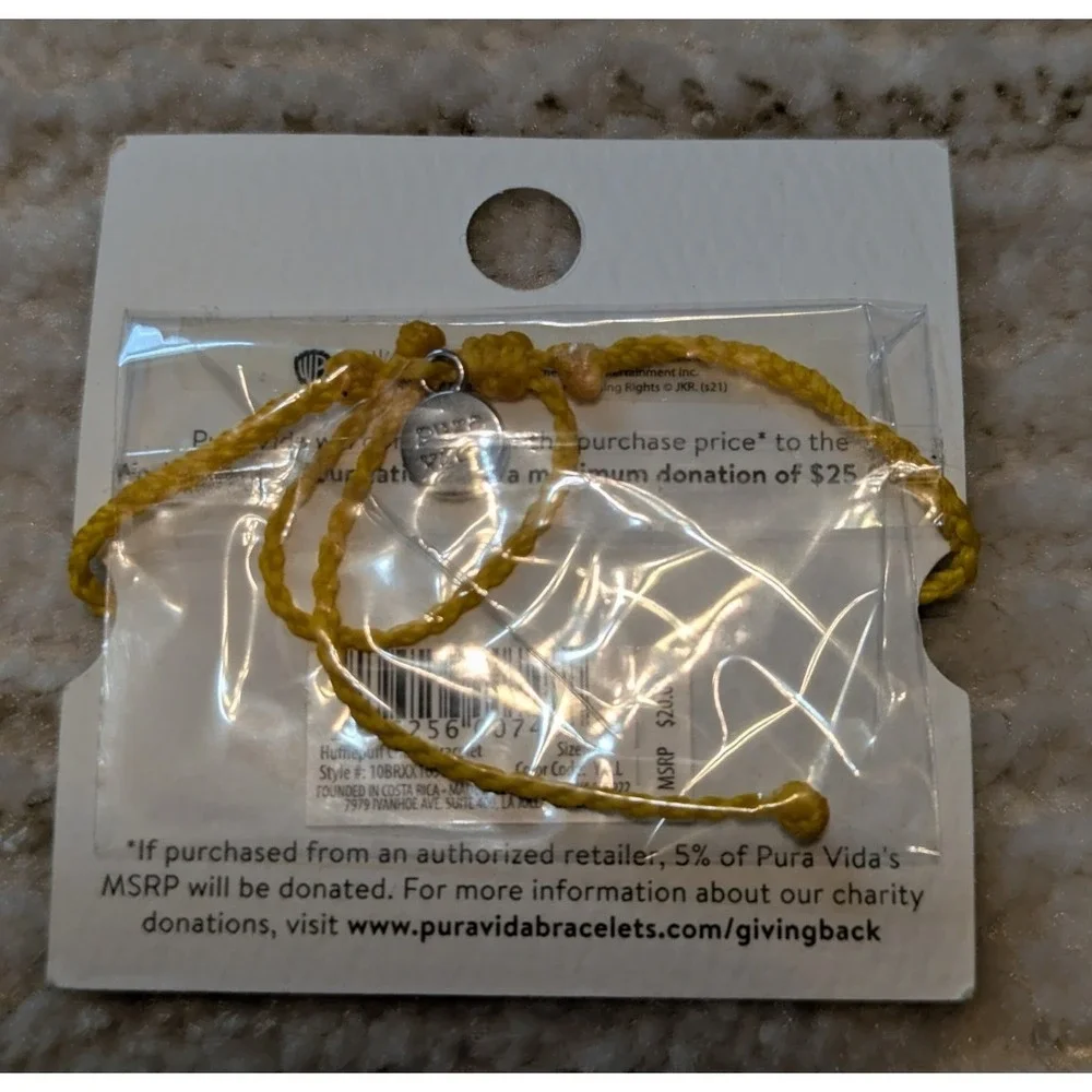 Pura Vida Harry Potter Hufflepuff Charm Braided‎ Bracelet Yellow 10BRXX1690 NWT
